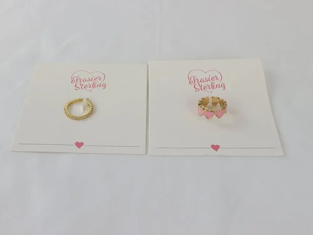 Frasier Sterling Ring Bundle Gold Tone Infinity Heart & Rhinestone Rings Size 5